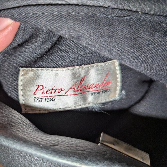 Pietro Alessandro NYC black flap over handbag purse turn lock chain leather - Picture 2 of 7